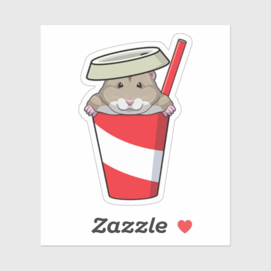 Hamster met Drink Sticker (Vel)