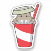 Hamster met Drink Sticker (Voorkant)