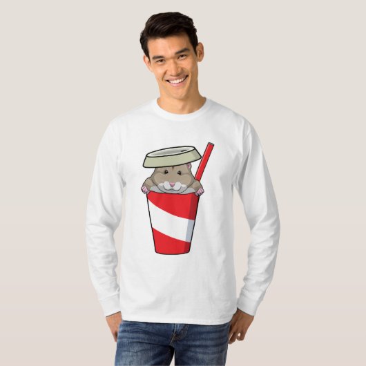 Hamster met Drink T-shirt (Voorkant volledig)