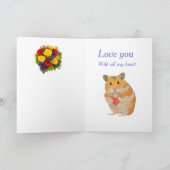 Hamster met een boeket bewerkbare Valentijn’s Feestdagen Kaart (Binnen)