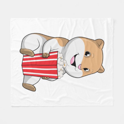 Hamster met één van Popcorn Fleece Deken (Voorkant (Horizontaal))