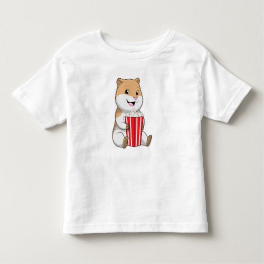 Hamster met één van Popcorn Kinder Shirts (Voorkant)