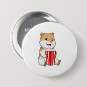 Hamster met één van Popcorn Ronde Button 7,6 Cm (Voorkant /achterkant)