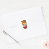 Hamster met één van Popcorn Ronde Sticker (Envelop)
