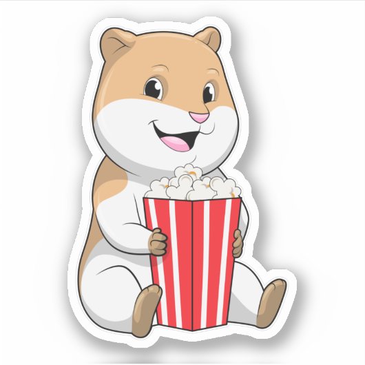 Hamster met één van Popcorn Sticker (Voorkant)