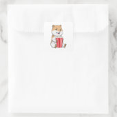 Hamster met één van Popcorn Vierkante Sticker (Tas)