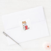 Hamster met één van Popcorn Vierkante Sticker (Envelop)