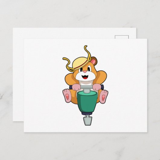 Hamster met Jackhammer Briefkaart (Voorkant / Achterkant)