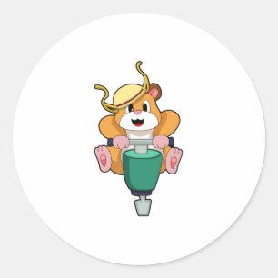 Hamster met Jackhammer Ronde Sticker