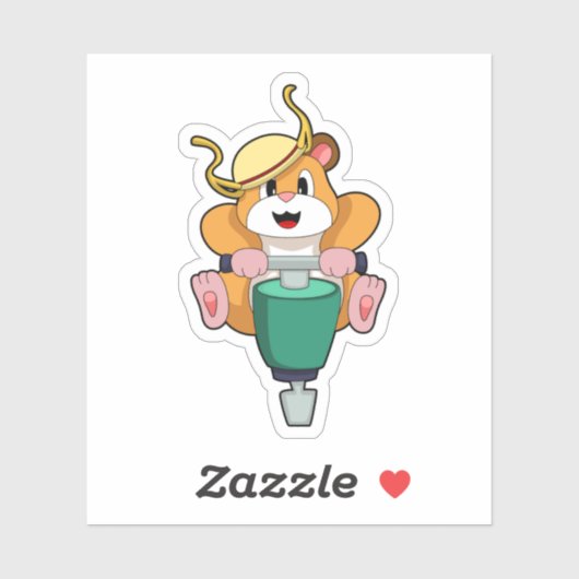 Hamster met Jackhammer Sticker (Vel)