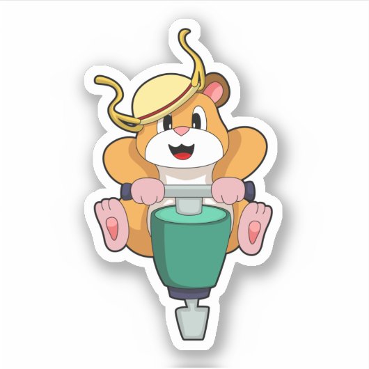 Hamster met Jackhammer Sticker (Voorkant)