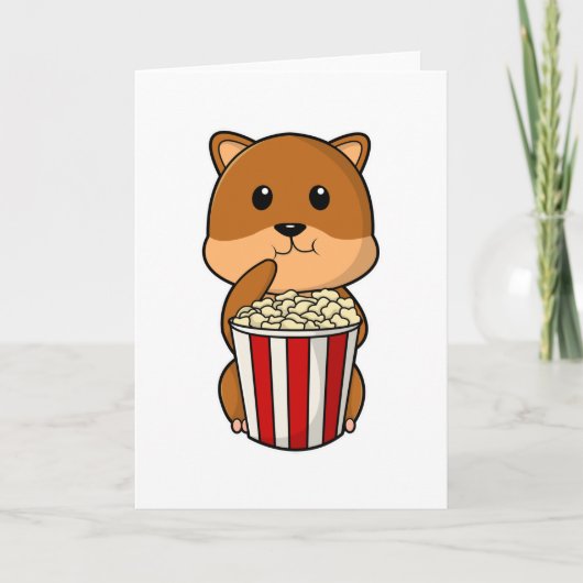 Hamster met kegel popcorn kaart (Voorkant)