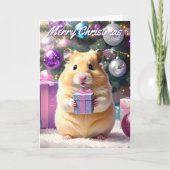 Hamster met kerstcadeau kaart (Voorkant)