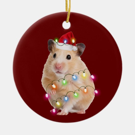 Hamster met kerstmis met Pet Keramisch Ornament (Voorkant)