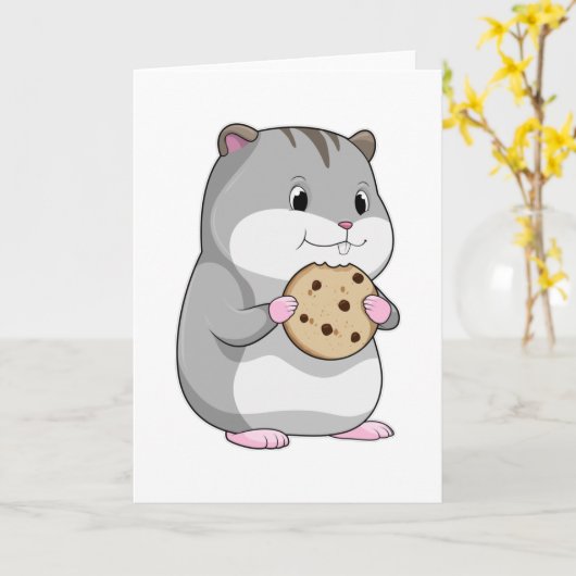 Hamster met koekje kaart (Gele Bloem)