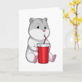 Hamster met mok en drankriet kaart (Gele Bloem)