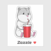 Hamster met Mok en Drink stro Sticker (Vel)