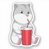 Hamster met Mok en Drink stro Sticker (Voorkant)