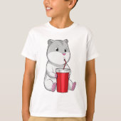 Hamster met Mok en Drink stro T-shirt (Voorkant)