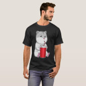 Hamster met Mok en Drink stro T-shirt (Voorkant volledig)