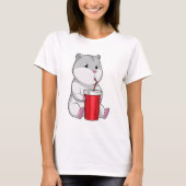 Hamster met Mok en Drink stro T-shirt (Voorkant)