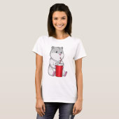 Hamster met Mok en Drink stro T-shirt (Voorkant volledig)