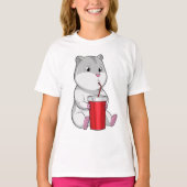 Hamster met Mok en Drink stro T-shirt (Voorkant)