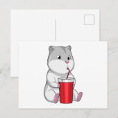 Hamster met mok en rietje briefkaart (Voorkant / Achterkant)
