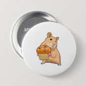 Hamster met Muffin Ronde Button 7,6 Cm (Voorkant /achterkant)