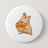 Hamster met Muffin Ronde Button 7,6 Cm (Voorkant)