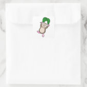 Hamster met parachute vierkante sticker (Tas)