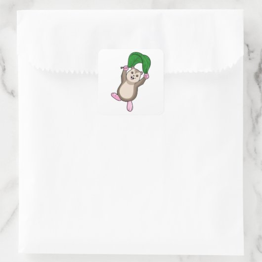 Hamster met parachute vierkante sticker (Tas)