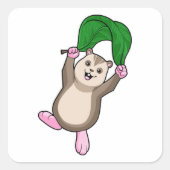 Hamster met parachute vierkante sticker (Voorkant)