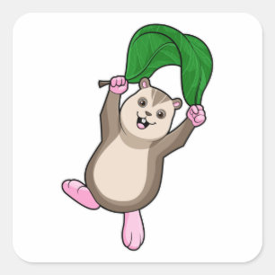 Hamster met parachute vierkante sticker