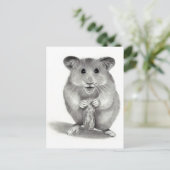 HAMSTER MET PEANUT, PENCIL ART BRIEFKAART (Staand voorkant)