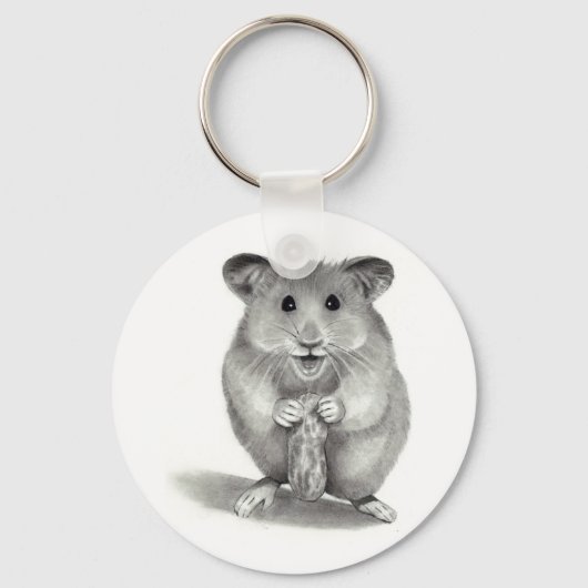 HAMSTER MET PEANUT, PENCIL ART SLEUTELHANGER (Voorkant)
