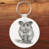 HAMSTER MET PEANUT, PENCIL ART SLEUTELHANGER (Voorkant)