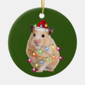 Hamster met Pet licht kerstmis Keramisch Ornament (Voorkant)