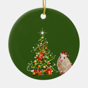Hamster met Pet LIGHTS Kerstmis Keramisch Ornament
