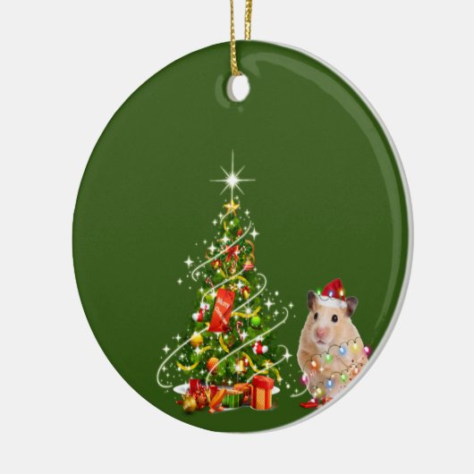 Hamster met Pet LIGHTS Kerstmis Keramisch Ornament (Links)