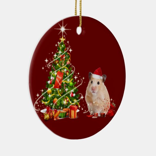 Hamster met Pet schaats met kerstmis Keramisch Ornament (Rechts)