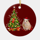 Hamster met Pet schaats met kerstmis Keramisch Ornament (Voorkant)