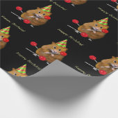 Hamster met Pet van de Partij en Lollipops op Zwar Cadeaupapier (Hoek)