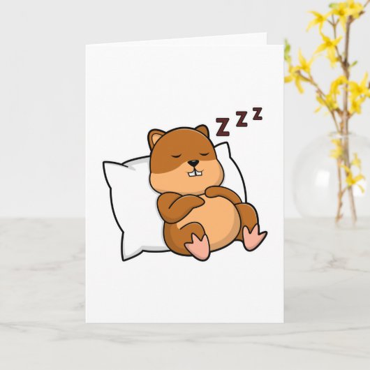 Hamster met Pillow Kaart (Gele Bloem)