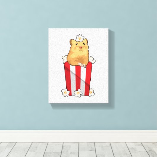 Hamster met Popcorn Canvas Afdruk (Insitu (Houten vloer))