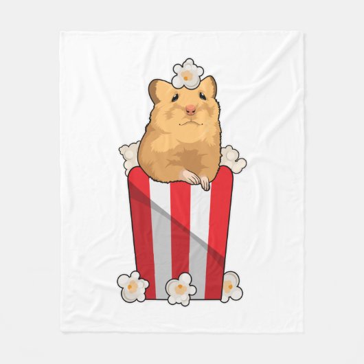 Hamster met Popcorn Fleece Deken (Voorkant)