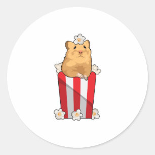 Hamster met Popcorn Ronde Sticker