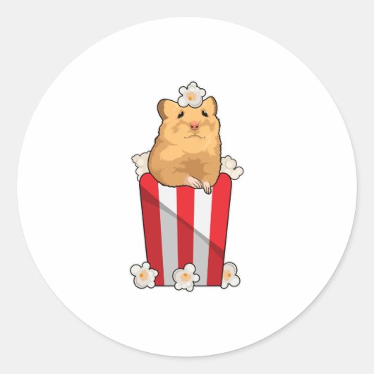 Hamster met Popcorn Ronde Sticker (Voorkant)