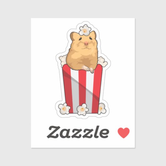 Hamster met Popcorn Sticker (Vel)