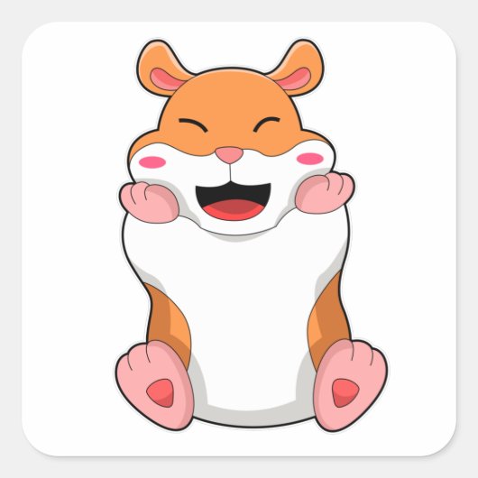 Hamster met rode Cheeks Vierkante Sticker (Voorkant)